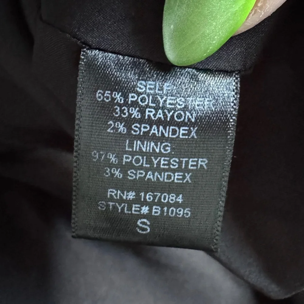 Pomander Place Samantha Mini Dress Black Puff Sleeve Gold Button Womens Small